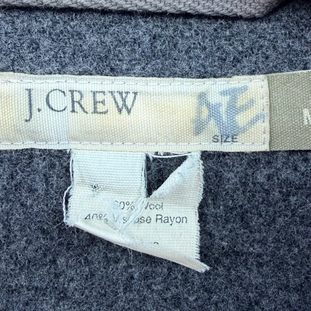 Vintage J. Crew Mens Dress Coat Medium Charcoal Gray Lined Hooded Wool‎ Blend